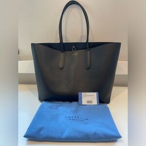 SMYTHSON - East West black leather cross-grain leather tote bag VGUC